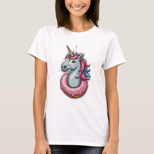  Fantasy Fusion Tees Unicorn Donut Delights T_Shirt