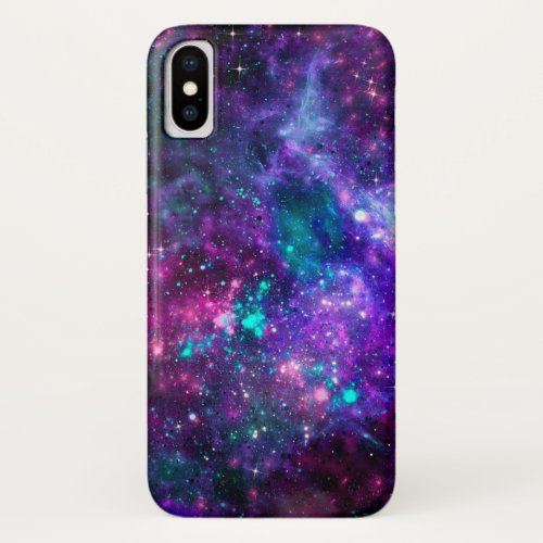 Fantasy Galaxy Cosmic Space Purple Teal Pink iPhone XS Case