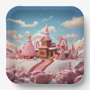 Fantasy Gingerbread House with Candies 1  Paper Plates
