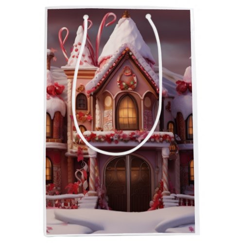 Fantasy Gingerbread House with Candies 3  Medium Gift Bag
