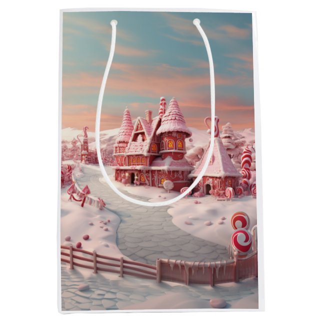 Fantasy Gingerbread House with Candies 4  Medium Gift Bag (Front)