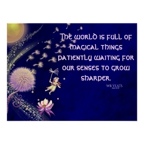 Fantasy Girl On Fluff Yeats Magical Quote Poster