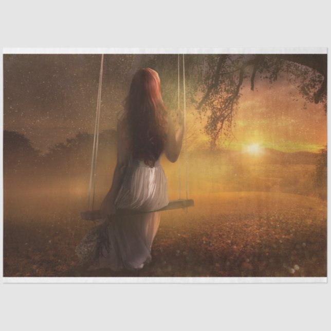 Fantasy Girl Swing Decoupage Tissue Paper (Front)