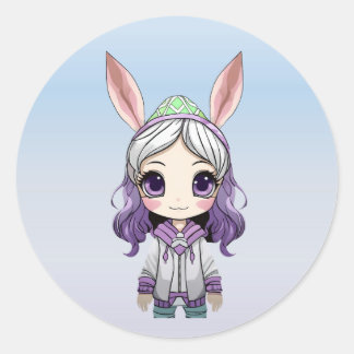 Fantasy Girl with Bunny Ears Stickers