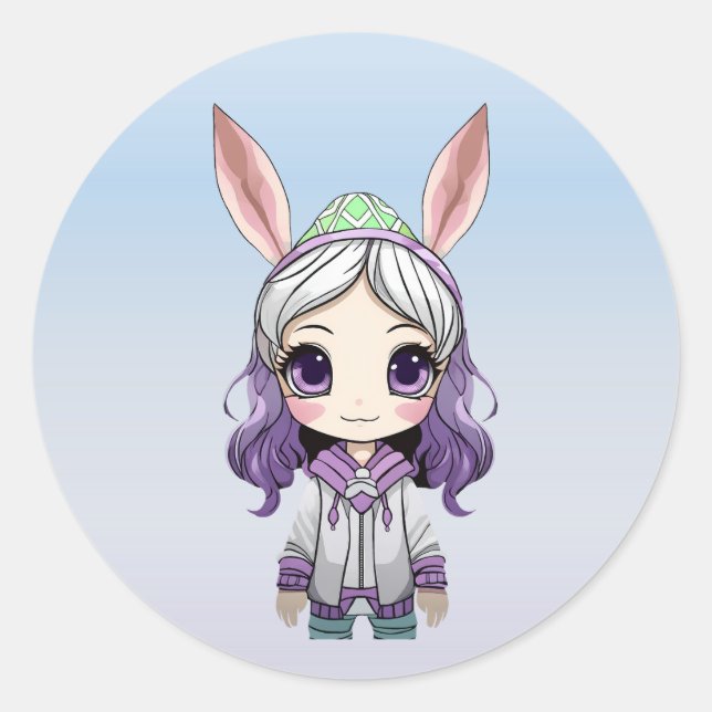 Fantasy Girl with Bunny Ears Stickers (Front)