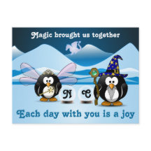 Fantasy Glacier Penguins Wizard Fairy Crystal Ball