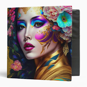 Fantasy Glam Woman Pop Art 3 Ring Binder