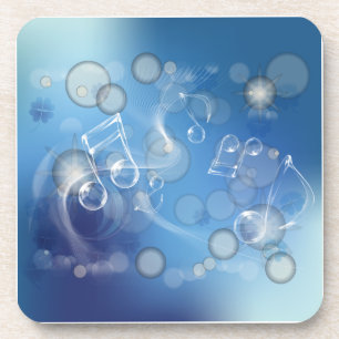 Fantasy Glass Music Notes Beverage Coaster