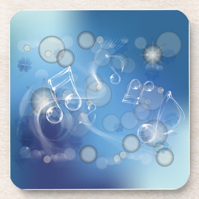 Fantasy Glass Music Notes Beverage Coaster (Front)