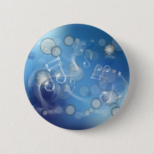 Fantasy Glass Music Notes Pinback Button