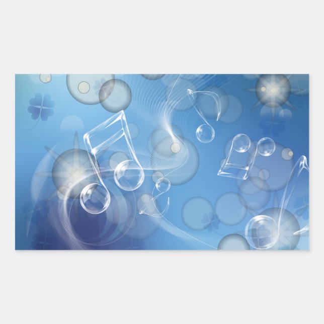Fantasy Glass Music Notes Rectangular Sticker (Front)
