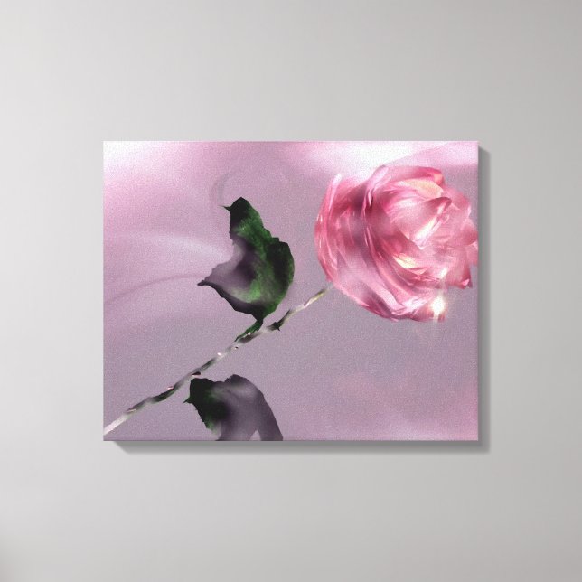 Fantasy Glassy Pink Rose Floral Wrapped Canvas Print (Front)