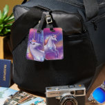 Fantasy Glitter Rainbow Unicorn Cosmic Clouds Luggage Tag<br><div class="desc">A swirl of hot pink, purple, gold, and blue fills the sky behind this elegant unicorn with a rainbow-colored mane. With deep jewel tones and glittery vibes, this design is made for bold personalities and magical thinkers. Customize the back and carry a piece of the cosmos on your next colorful...</div>