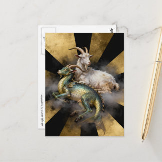 Fantasy Goat and Dragon Postcard