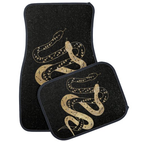 Fantasy Gold and Black Mystical Snakes  Car Floor Mat