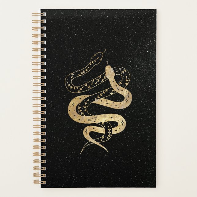 Fantasy Gold and Black Mystical Snakes  Planner (Front)