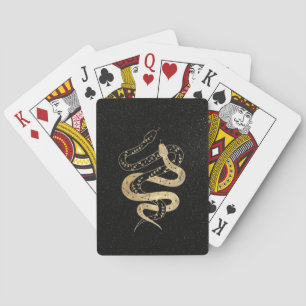 Fantasy Gold and Black Mystical Snakes Poker Cards
