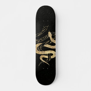 Fantasy Gold and Black Mystical Snakes Skateboard