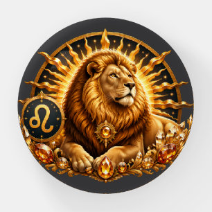 Fantasy Gold Gray Zodiac Sign Leo Paperweight