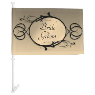 Fantasy Gold Mirror Bride and Groom Car Flag
