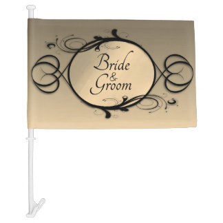 Fantasy Gold Mirror Bride and Groom Car Flag