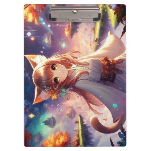 Fantasy Golden Catgirl Princess Double Sided Clipboard