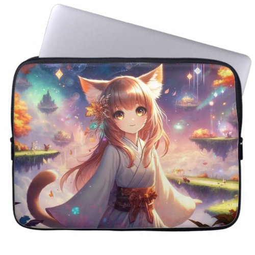 Fantasy Golden Catgirl Princess Laptop Sleeve