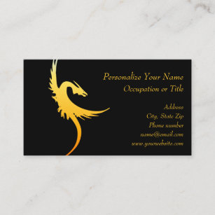 Fantasy Golden Flying Dragon Business Card