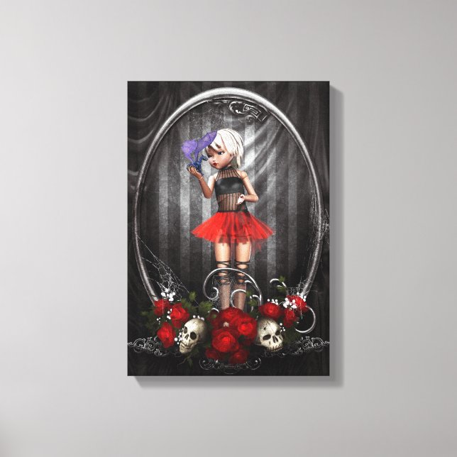 fantasy goth doll girl canvas art (Front)