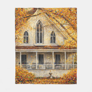 Fantasy Gothic-Revival Carpenter House Fleece Blanket