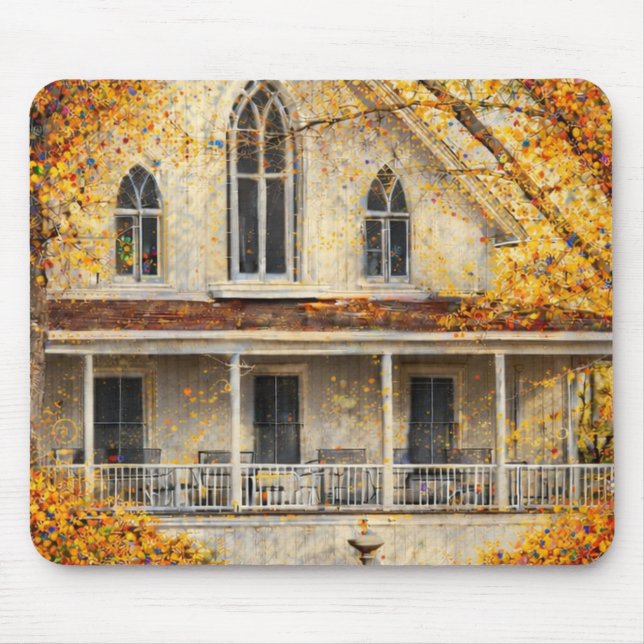 Fantasy Gothic-Revival Carpenter House  Mouse Pad (Front)