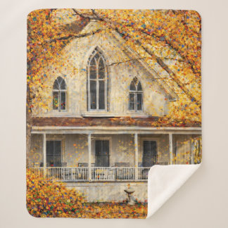 Fantasy Gothic-Revival Carpenter House  Sherpa Blanket