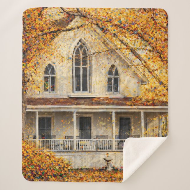 Fantasy Gothic-Revival Carpenter House  Sherpa Blanket (Front)