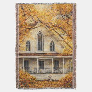 Fantasy Gothic-Revival Carpenter House Throw Blanket