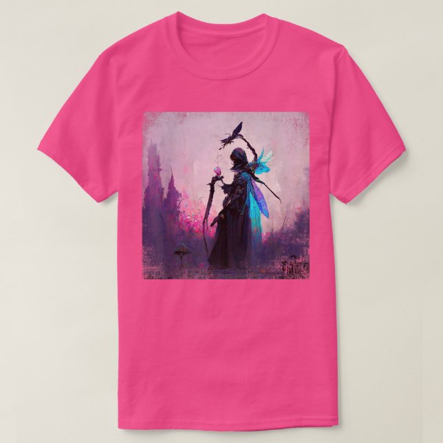 Fantasy Gothic Witch Angler Faery Mage Woods Fairy T-Shirt (Design Front)