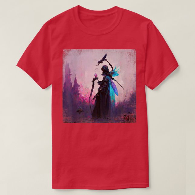 Fantasy Gothic Witch Angler Faery Mage Woods Fairy T-Shirt (Design Front)