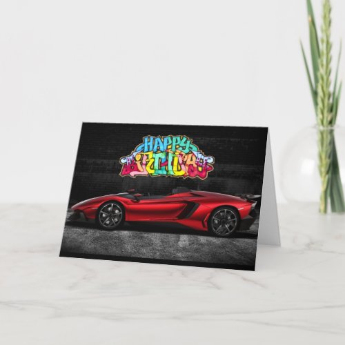 Fantasy Graffiti Dream Car Birthday Card
