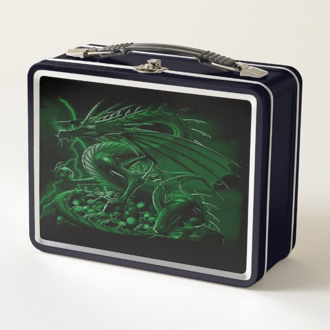 Fantasy Green Dragon Metal Lunch Box (Front)