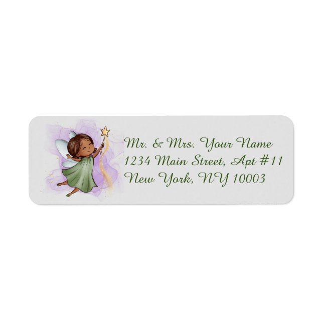 Fantasy Green Fairy Light Gray Address Labels (Front)