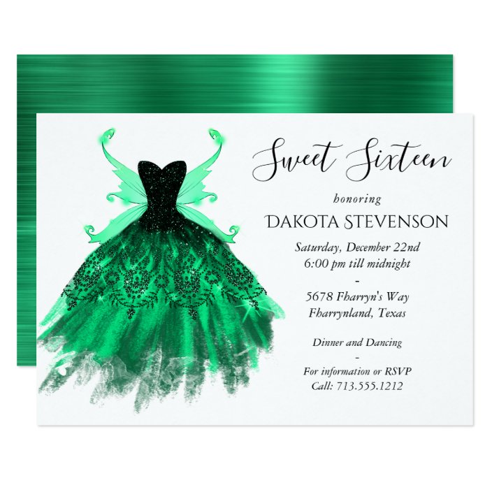 emerald green sweet 16 dress