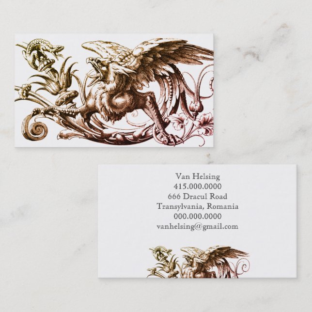 Fantasy Grotesque Gryphon Or Griffin Business Card (Front/Back)
