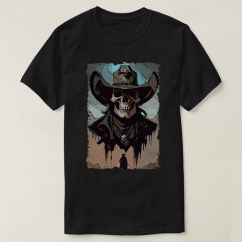 Fantasy Grunge Skull Wild West Cowboy Southern Art T_Shirt