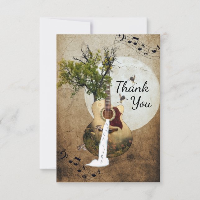 Fantasy Guitar Tree Thank You Card (Front)