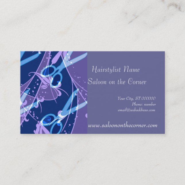 Fantasy Hair Cutting Scissors Purple Appointment Card (Front)