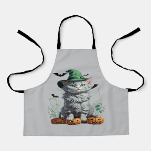 Fantasy Halloween Pumpkin Kitten Apron