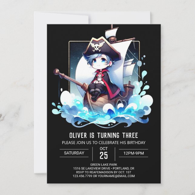 Fantasy Happy Pirate Birthday Invitation (Front)