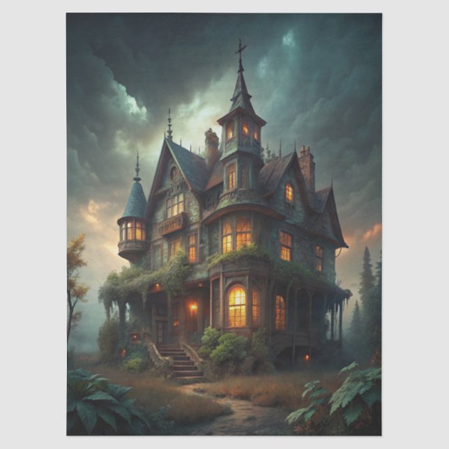 Fantasy Haunted House  Tissue Paper (Front)