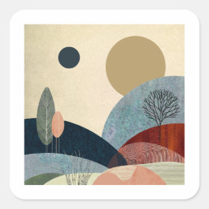Fantasy Hills Landscape Square Sticker