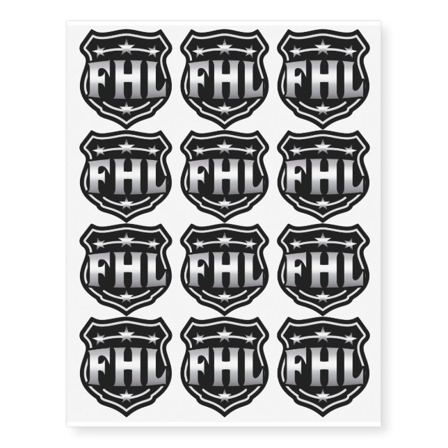 Fantasy Hockey League Shield -- FHL Logo Temporary Tattoos (Front)