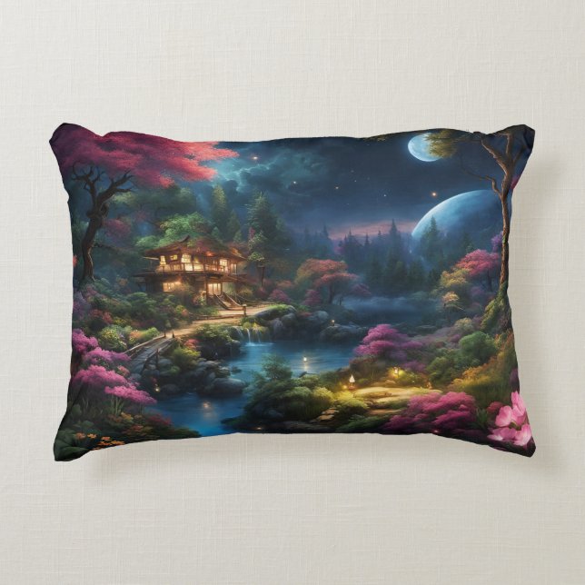 Fantasy Home and Garden Accent Pillow (Front)